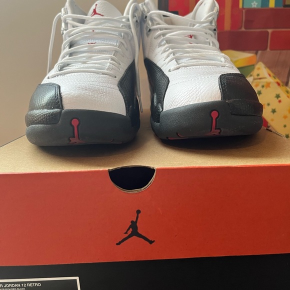 Jordan Men White and Black Sneakers with Red Accents - Picture 8 of 12